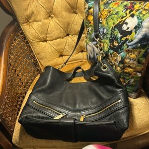 Large Michael Kors Black Leather Shoulder Bag
